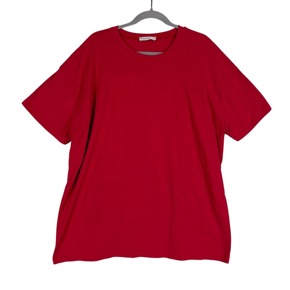Zenana Shirt Womens XL Red Crewneck Short Sleeve Stretch Jersey Casual Top